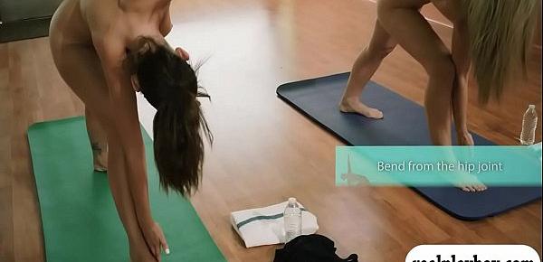  Busty coach Khloe Terae yoga session with her students